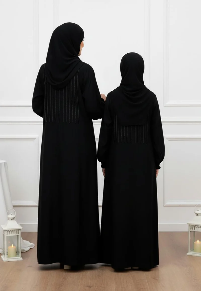 NUKHBAA  Luxurious Ameera Mother & Daughter Matching Abaya Set | Nida Fabric-656MD  (Dresses are sold individually. To create a matching mom and daughter set, please purchase two items in different sizes) for Women | Best Price UAE